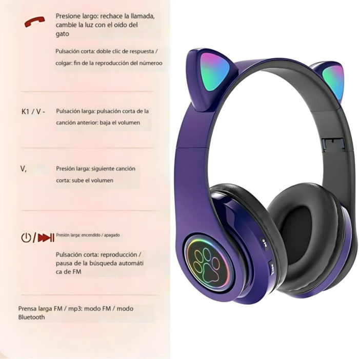 Auriculares Inalámbricos con Orejas de Gato - Imagen 4